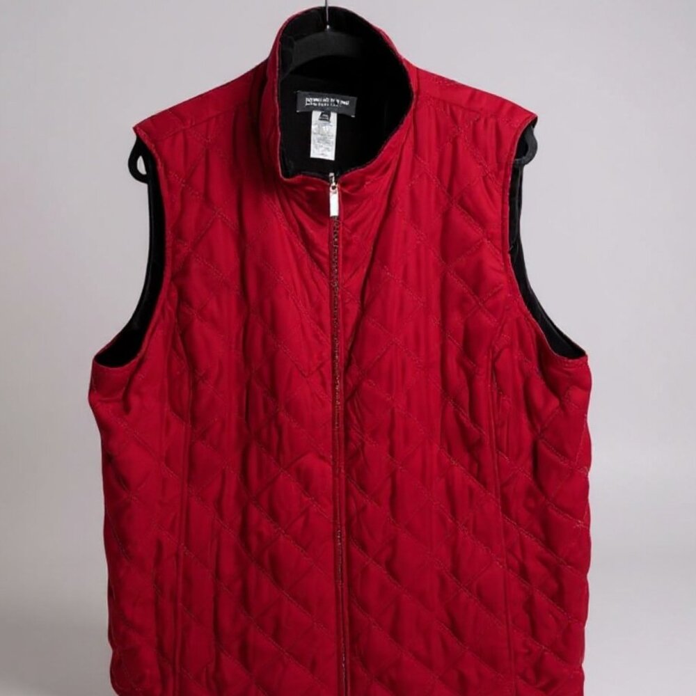 Jones New York Signature Woman Puffer Vest Plus sz 3X Red Quilted Y2K - Picture 3 of 12